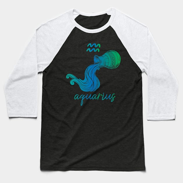 Aquarius Zodiac Baseball T-Shirt by Moon Phase Design